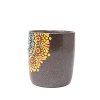 Gray Ceramic Mug Adorned with Mandala Drawings