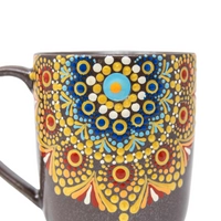 Gray Ceramic Mug Adorned with Mandala Drawings