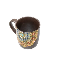 Gray Ceramic Mug Adorned with Mandala Drawings