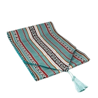 Handmade Table Runner Made of Sadu Fabric in Turquoise Color 