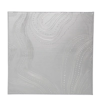  Abstract Hand Painting - Silver Textured Painting in a Square Shape