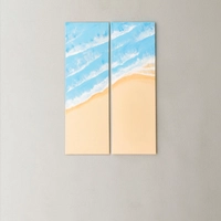 2 Pieces of Artwork - Vibrant Hand Painted Beach Drawing