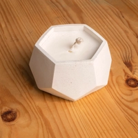 White Scented Candle in  Hexagonal Concrete Bowl 