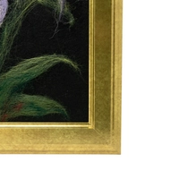 Handmade Wool Painting of Purple Lilies and a Golden Frame