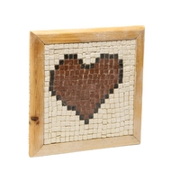 Small Mosaic Decorative Piece with a Wooden Frame - Heart 