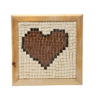 Small Mosaic Decorative Piece with a Wooden Frame - Heart 