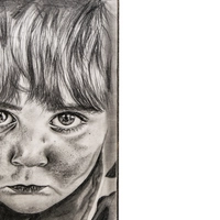 Pencil Drawing of a Child's Portrait with Artistic Precision and Realistic Details