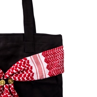 Medium Sized Black Handbag Decorated with a Traditional Red Shemagh