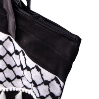 High Quality Black Shopping Bag Decorated with a Palestinian Keffiyeh and White Tassels