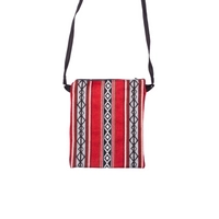 Bedouin Style Crossbody Bag Made of Red Sadu Fabric with a Long Black Strap