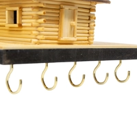 Wooden Key Hanger Adorned with a Small Wooden House  - Design 1