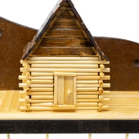 Wooden Key Hanger Adorned with a Small Wooden House  - Design 1