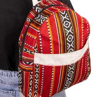 Practical Red Backpack Made of Durable Sadu Fabric with Bedouin Designs