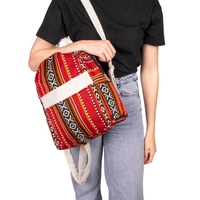 Practical Red Backpack Made of Durable Sadu Fabric with Bedouin Designs