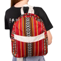 Practical Red Backpack Made of Durable Sadu Fabric with Bedouin Designs