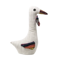 Cute Goose Door Stopper Made of Gray Fabric with a Bedouin Design