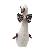 Cute Goose Door Stopper Made of Gray Fabric with a Bedouin Design