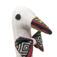 Cute Goose Door Stopper Made of Gray Fabric with a Bedouin Design