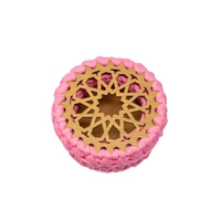 Handmade Mini Round Box of Wood and Crochet - Peach