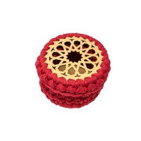 Handmade Mini Round Box of Wood and Crochet - Peach