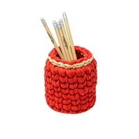 Handmade Crochet Pen Holder - Red