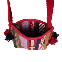 Bedouin-inspired Multicolored Crossbody Bag with Pom Pom Tassel