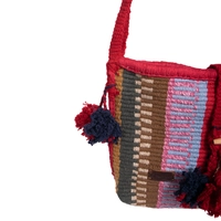 Bedouin-inspired Multicolored Crossbody Bag with Pom Pom Tassel