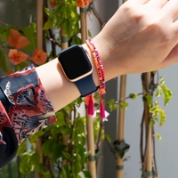 Handmade Friendship Bracelets Adorned with Colorful Beads - Orange and Fuchsia 