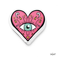 High-quality Waterproof Stickers - Cute Pink Heart with Blue Eye Design