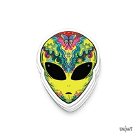 Yellow Waterproof Stickers of an Alien - 1 Piece