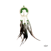 Dream Catcher Decorated with Dangling Feathers and A Tree Design