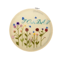 Hand Embroidered 3D Colorful Roses and Butterflies Hoop with The Word "Jordan"