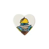 Heart-shaped Fridge Magnet with Hand-drawings of Jerusalem