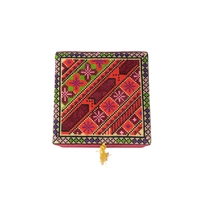 Handcrafted Red Storage Box Decorated with Peasant Embroidery and Gold Tassels