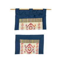 Handmade Navy and Beige Table Runner and Wall Decor Set Decorated with Heritage Embroidery and Attractive Details - Table Runner