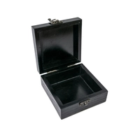 Black Hand-Embroidered Square Wooden Box - Exquisitely Crafted