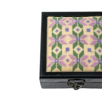 Black Hand-Embroidered Square Wooden Box - Exquisitely Crafted