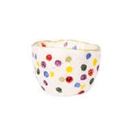 Lively White Ceramic Mug Decorated with Colorful Dots - Available in Two Colors  - Green