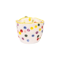 Lively White Ceramic Mug Decorated with Colorful Dots - Available in Two Colors  - Green