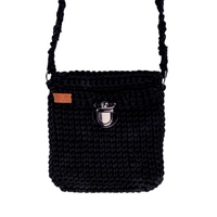 Small Black Handmade Crochet Square Crossbody Bag - Ideal for Quick Outings