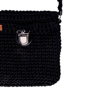 Small Black Handmade Crochet Square Crossbody Bag - Ideal for Quick Outings