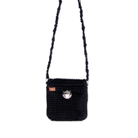 Small Black Handmade Crochet Square Crossbody Bag - Ideal for Quick Outings