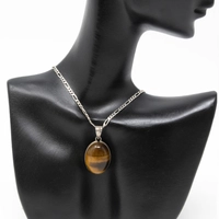 Silver 925 Necklace with A Brown Agate Pendant 