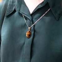 Silver 925 Necklace with A Brown Agate Pendant 