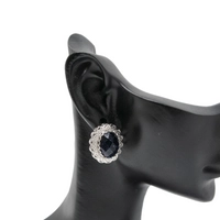 Silver 925 Set with Shiny Black Stone - Necklace, Earring, and Ring