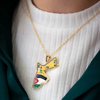 Stunning Gold Necklace featuring The Jordanian Map Pendant and Colorful Beads