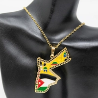 Stunning Gold Necklace featuring The Jordanian Map Pendant and Colorful Beads