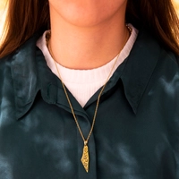 Golden Necklace with a Palestine Map Pendant Adorned with Wheat Ears