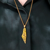 Golden Necklace with a Palestine Map Pendant Adorned with Wheat Ears