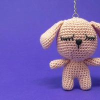 Nude Handmade Crochet Rabbit Keychain